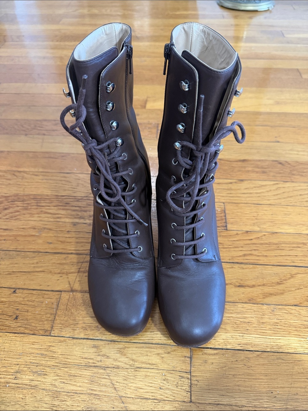 Maryam Nassir Zadeh Brown Lace-Up Leather Boots Sz 40, GUC